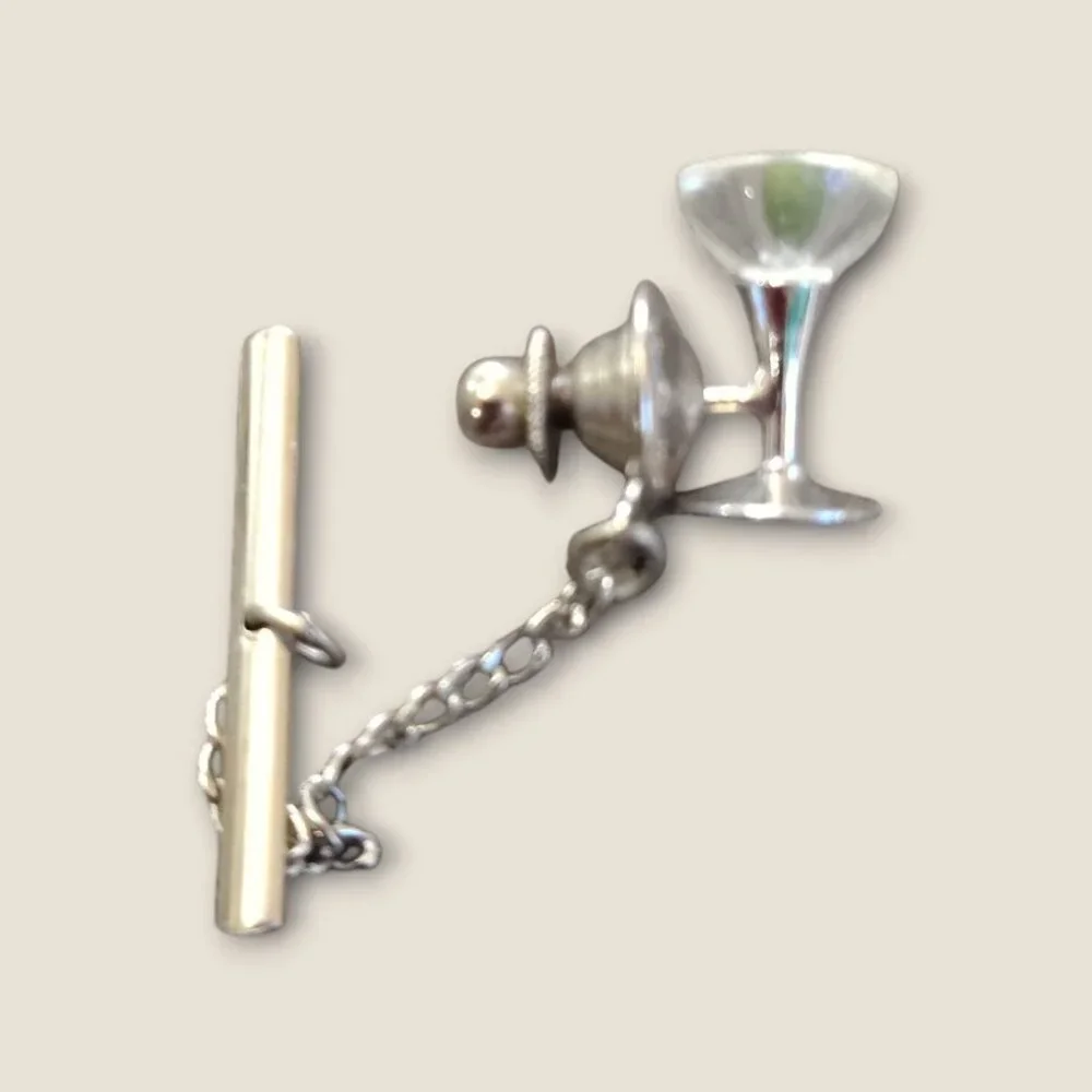 Father Of The Bride Cufflinks & Swank Martini Glass Tie Tack Set